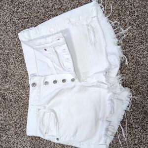 Agolde Parker White Distressed Jean Shorts Women's Size 27